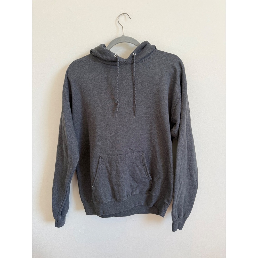 Hanes EcoSmart Mens Hoodie Charcoal Gray Fleece Pullover Sweatshirt Medium